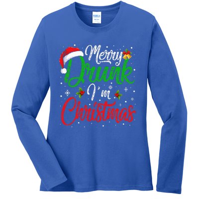 Hilarious Santa Claus Joke for Festive Drinking Ladies Long Sleeve Shirt