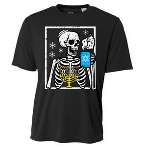 Hanukkah Skeleton Coffee Chanukah Jewish Festival  Cooling Performance Crew T-Shirt