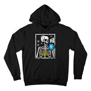 Hanukkah Skeleton Coffee Chanukah Jewish Festival  Hoodie