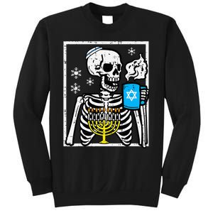 Hanukkah Skeleton Coffee Chanukah Jewish Festival  Sweatshirt