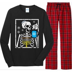 Hanukkah Skeleton Coffee Chanukah Jewish Festival  Long Sleeve Pajama Set