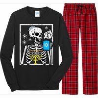 Hanukkah Skeleton Coffee Chanukah Jewish Festival  Long Sleeve Pajama Set