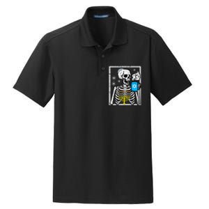 Hanukkah Skeleton Coffee Chanukah Jewish Festival  Dry Zone Grid Polo