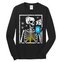 Hanukkah Skeleton Coffee Chanukah Jewish Festival  Tall Long Sleeve T-Shirt