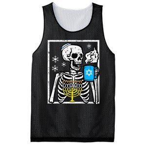 Hanukkah Skeleton Coffee Chanukah Jewish Festival  Mesh Reversible Basketball Jersey Tank