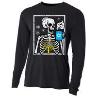 Hanukkah Skeleton Coffee Chanukah Jewish Festival  Cooling Performance Long Sleeve Crew