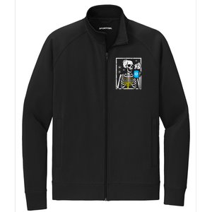 Hanukkah Skeleton Coffee Chanukah Jewish Festival  Stretch Full-Zip Cadet Jacket