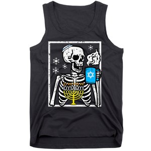 Hanukkah Skeleton Coffee Chanukah Jewish Festival  Tank Top