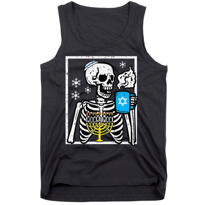 Hanukkah Skeleton Coffee Chanukah Jewish Festival  Tank Top