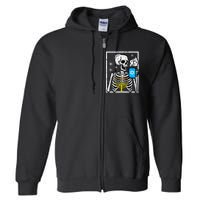 Hanukkah Skeleton Coffee Chanukah Jewish Festival  Full Zip Hoodie