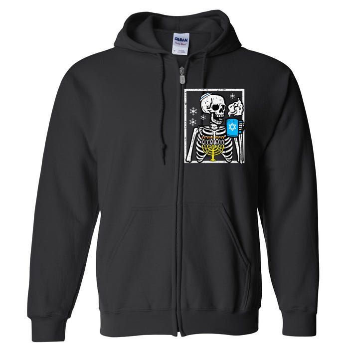 Hanukkah Skeleton Coffee Chanukah Jewish Festival  Full Zip Hoodie