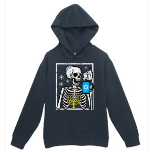 Hanukkah Skeleton Coffee Chanukah Jewish Festival  Urban Pullover Hoodie