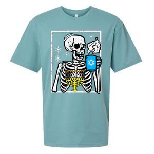 Hanukkah Skeleton Coffee Chanukah Jewish Festival  Sueded Cloud Jersey T-Shirt