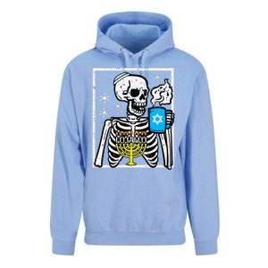 Hanukkah Skeleton Coffee Chanukah Jewish Festival  Unisex Surf Hoodie