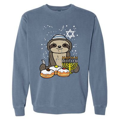 Hanukkah Sloth Chanukah Jewish  Garment-Dyed Sweatshirt