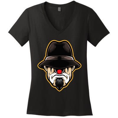 Halloween Scary Clown Cholo Gangster Women's V-Neck T-Shirt