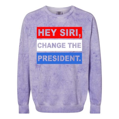 Hey Siri Change The President Funny Political Colorblast Crewneck Sweatshirt