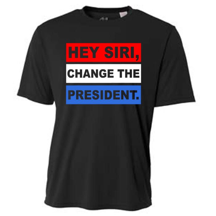 Hey Siri Change The President Funny Political Cooling Performance Crew T-Shirt