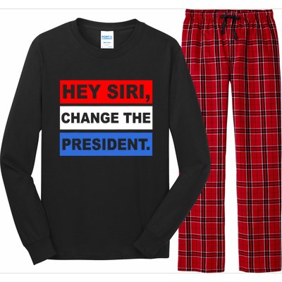 Hey Siri Change The President Funny Political Long Sleeve Pajama Set