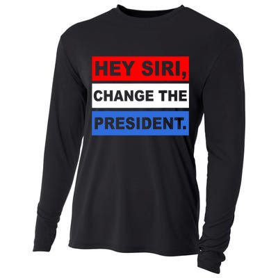 Hey Siri Change The President Funny Political Cooling Performance Long Sleeve Crew