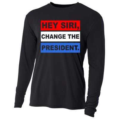 Hey Siri Change The President Funny Political Cooling Performance Long Sleeve Crew