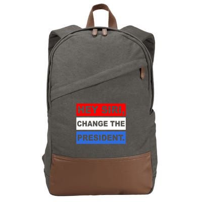 Hey Siri Change The President Funny Political Cotton Canvas Backpack