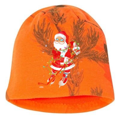 Hockey Santa Claus Christmas Tree Lights Pajama Gift Kati - Camo Knit Beanie