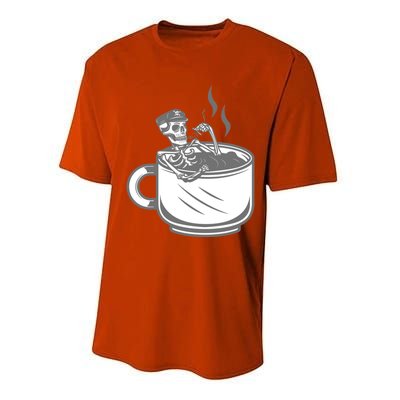 Halloween Skeleton Coffee Cup Vintage Retro Biker Great Gift Performance Sprint T-Shirt