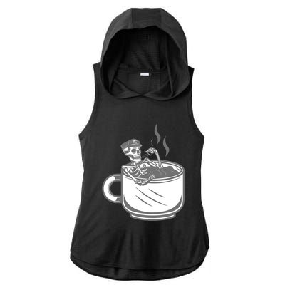 Halloween Skeleton Coffee Cup Vintage Retro Biker Great Gift Ladies PosiCharge Tri-Blend Wicking Draft Hoodie Tank