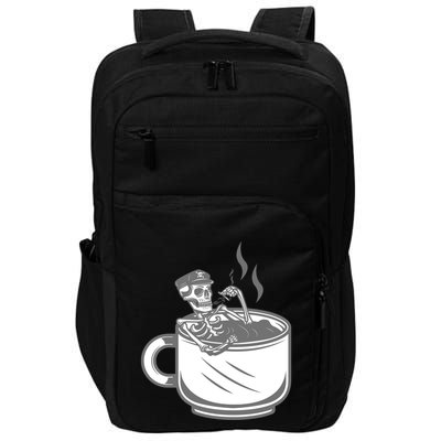 Halloween Skeleton Coffee Cup Vintage Retro Biker Great Gift Impact Tech Backpack