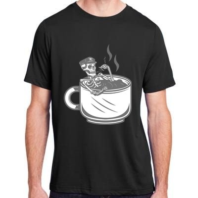 Halloween Skeleton Coffee Cup Vintage Retro Biker Great Gift Adult ChromaSoft Performance T-Shirt