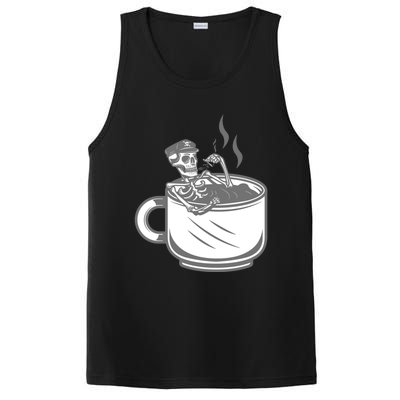 Halloween Skeleton Coffee Cup Vintage Retro Biker Great Gift PosiCharge Competitor Tank