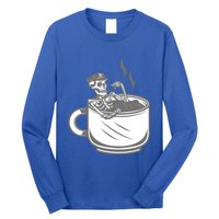 Halloween Skeleton Coffee Cup Vintage Retro Biker Great Gift Long Sleeve Shirt