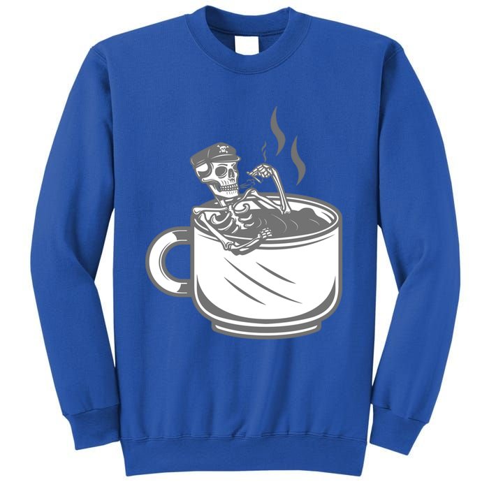 Halloween Skeleton Coffee Cup Vintage Retro Biker Great Gift Sweatshirt