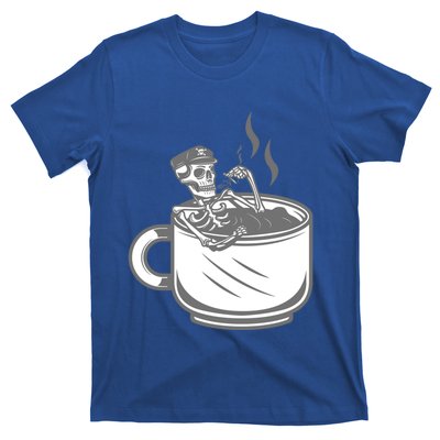 Halloween Skeleton Coffee Cup Vintage Retro Biker Great Gift T-Shirt