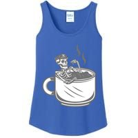 Halloween Skeleton Coffee Cup Vintage Retro Biker Great Gift Ladies Essential Tank