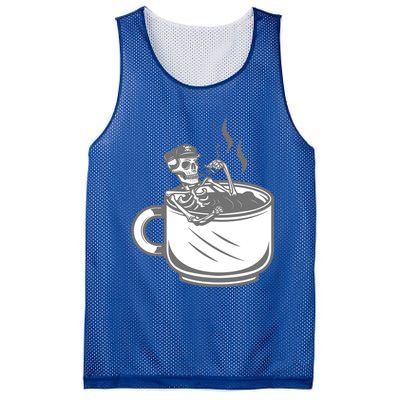 Halloween Skeleton Coffee Cup Vintage Retro Biker Great Gift Mesh Reversible Basketball Jersey Tank