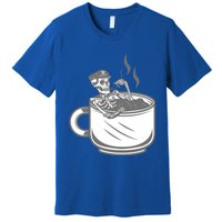 Halloween Skeleton Coffee Cup Vintage Retro Biker Great Gift Premium T-Shirt