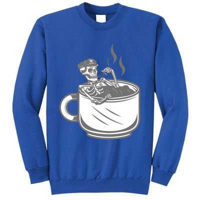 Halloween Skeleton Coffee Cup Vintage Retro Biker Great Gift Tall Sweatshirt