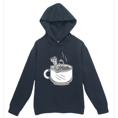 Halloween Skeleton Coffee Cup Vintage Retro Biker Great Gift Urban Pullover Hoodie