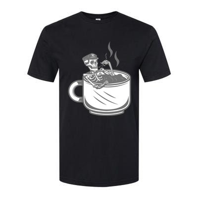 Halloween Skeleton Coffee Cup Vintage Retro Biker Great Gift Softstyle CVC T-Shirt