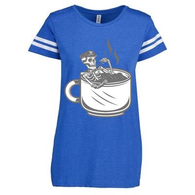 Halloween Skeleton Coffee Cup Vintage Retro Biker Great Gift Enza Ladies Jersey Football T-Shirt