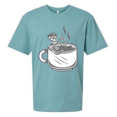 Halloween Skeleton Coffee Cup Vintage Retro Biker Great Gift Sueded Cloud Jersey T-Shirt