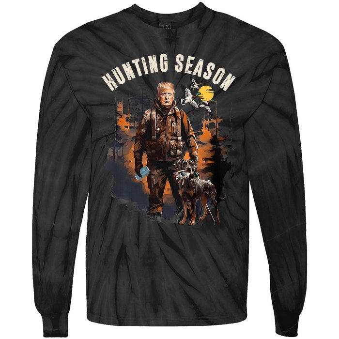 Hunting Season Camo Hunting Trump Duck Hunting Trump 2024 Tie-Dye Long Sleeve Shirt