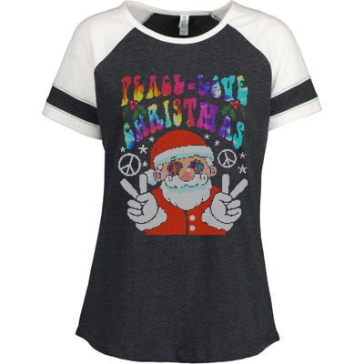 Hippie Santa Claus Tye Dye Peace Love Ugly Christmas Gift Enza Ladies Jersey Colorblock Tee