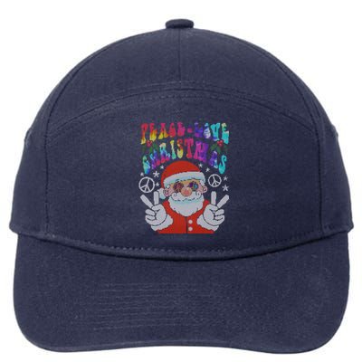 Hippie Santa Claus Tye Dye Peace Love Ugly Christmas Gift 7-Panel Snapback Hat