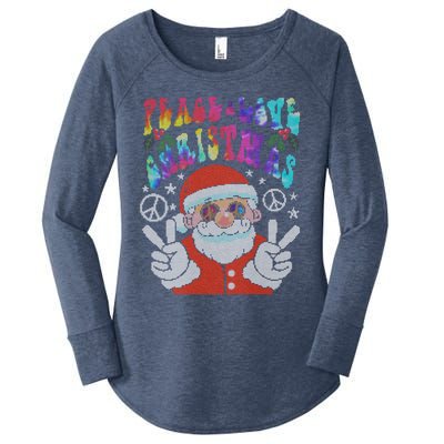 Hippie Santa Claus Tye Dye Peace Love Ugly Christmas Gift Women's Perfect Tri Tunic Long Sleeve Shirt