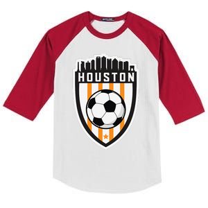 Houston Soccer City Skyline Futbol Club Match Day Fan Kids Colorblock Raglan Jersey