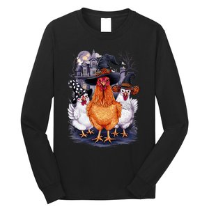 Halloween Spooky Chickens Witch Halloween Spooky Autumn Long Sleeve Shirt