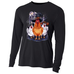 Halloween Spooky Chickens Witch Halloween Spooky Autumn Cooling Performance Long Sleeve Crew